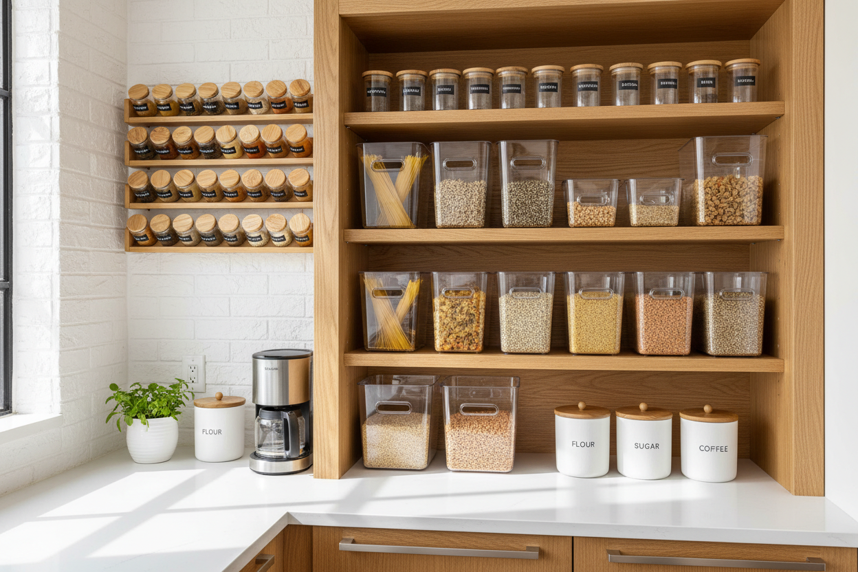 Culinary Clarity: Organizing Your Kitchen with Spice Racks, Stackable Bins, and Canisters