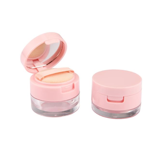 1Pcs Plastic Loose Powder Jar Makeup Powder Case, 3g Leak-free Reusable Plastic Powder Box Circular Convenient Flip Mini Powder Box