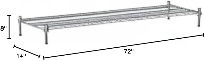 14" x 72" NSF Chrome Wire Stationary Dunnage Storage Rack with 8" Posts, Ideal for Commercial Kitchen, Home, Garage, Warehouse, Shelters
