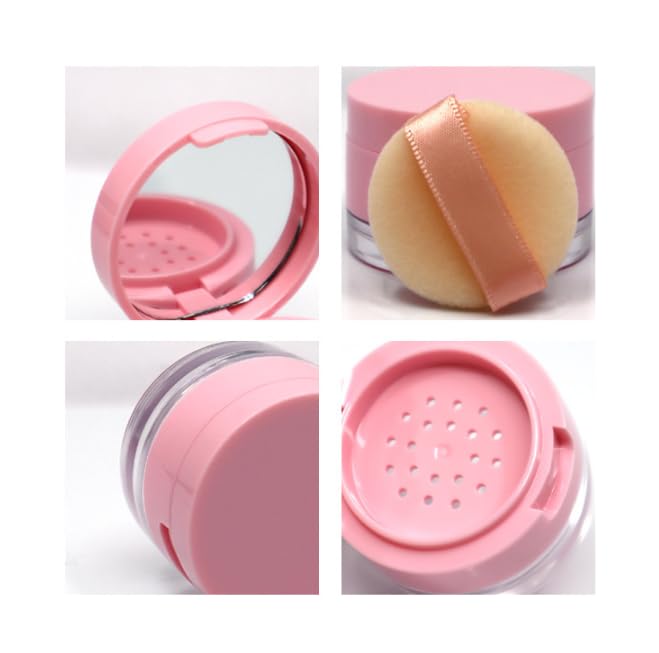 1Pcs Plastic Loose Powder Jar Makeup Powder Case, 3g Leak-free Reusable Plastic Powder Box Circular Convenient Flip Mini Powder Box