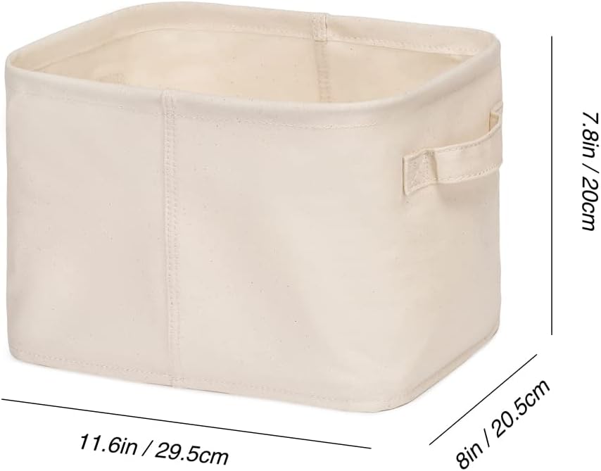 Decorative Basket Rectangular Fabric Storage Bin Organizer Basket with Handles for Clothes Storage (11.6 x 8 x 7.8, Beige)