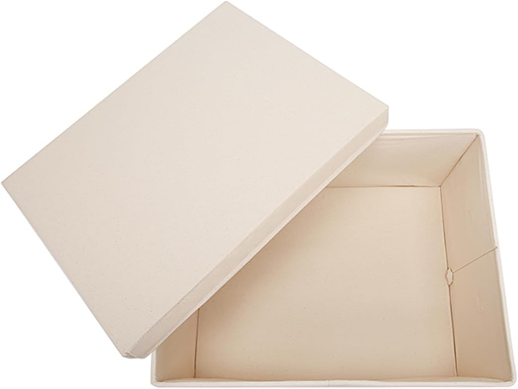 Foldable Storage Bins with Lids Cotton Canvas Rectangular Storage Box Ideal for Organization Lightweight and Durable (M)