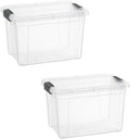 Superio Storage Bins with Lids- 2 Pack, 2.5 Qt Clear Boxes for Organizing, Stackable Plastic Containers- BPA Free, Non-Toxic, Odor Free, Organizer for Home, Office, Dorm
