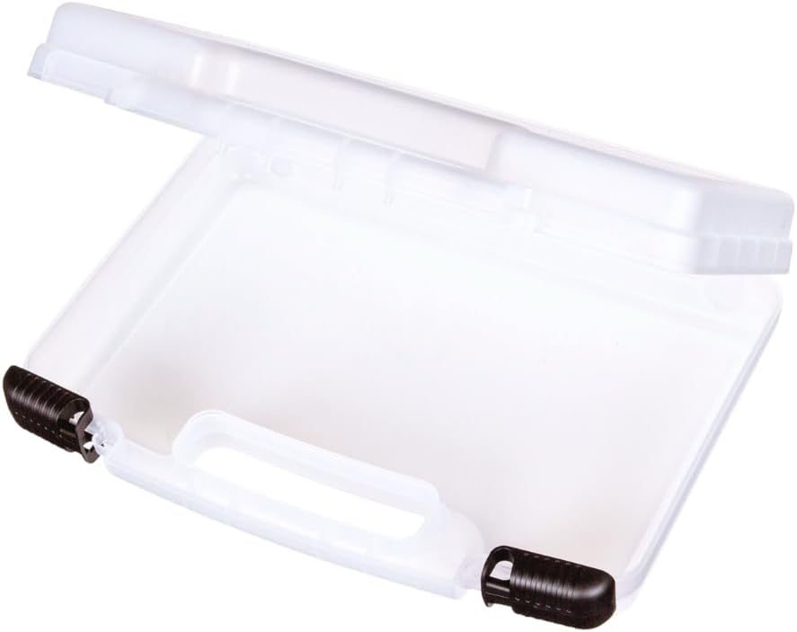 ArtBin 6977AB 12 inch Quick View Deep Base Carrying Case, Portable Art & Craft Organizer with Handle, [1] Plastic Storage Case, Translucent