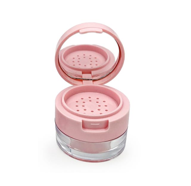 1Pcs Plastic Loose Powder Jar Makeup Powder Case, 3g Leak-free Reusable Plastic Powder Box Circular Convenient Flip Mini Powder Box