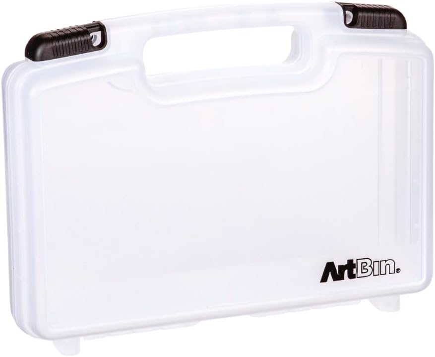 ArtBin 6977AB 12 inch Quick View Deep Base Carrying Case, Portable Art & Craft Organizer with Handle, [1] Plastic Storage Case, Translucent