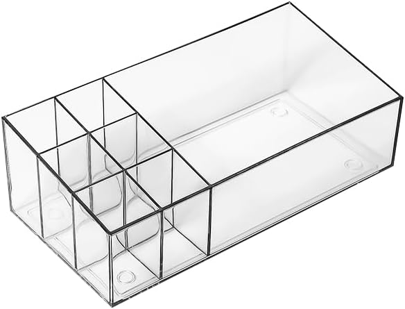 Clear Acrylic Makeup Organizer | Vanity Tray for Lipstick, Perfumes, Eyeshadow & Cosmetics