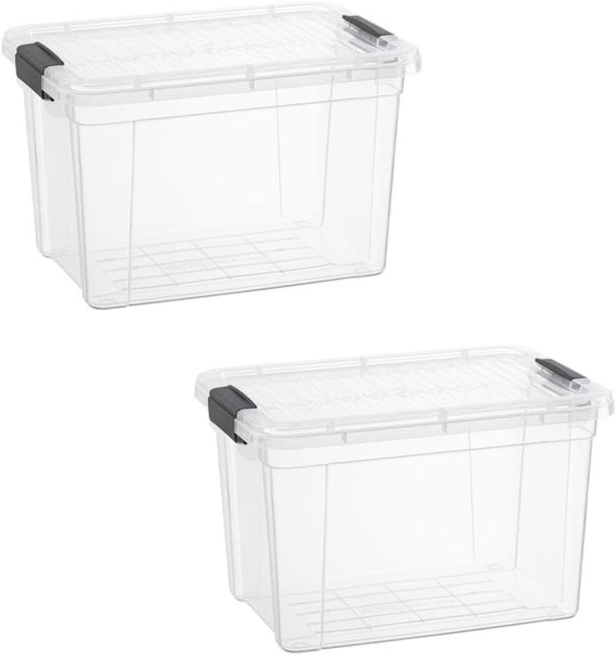 Superio Clear Storage Boxes with Lids, 2.4 Quart Plastic Container Bins for Organizing, Stackable Crates, BPA Free, Non Toxic, Odor Free, Organizers for Home, Office and Dorm,