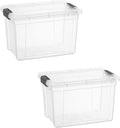 Superio Clear Storage Boxes with Lids, 2.4 Quart Plastic Container Bins for Organizing, Stackable Crates, BPA Free, Non Toxic, Odor Free, Organizers for Home, Office and Dorm,