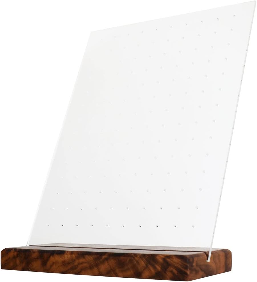 GemeShou walnut earring display for selling jewelry, wooden earring holder for studs display, small jewelry studs display board for show【Wood stand with acrylic board-Walnut】