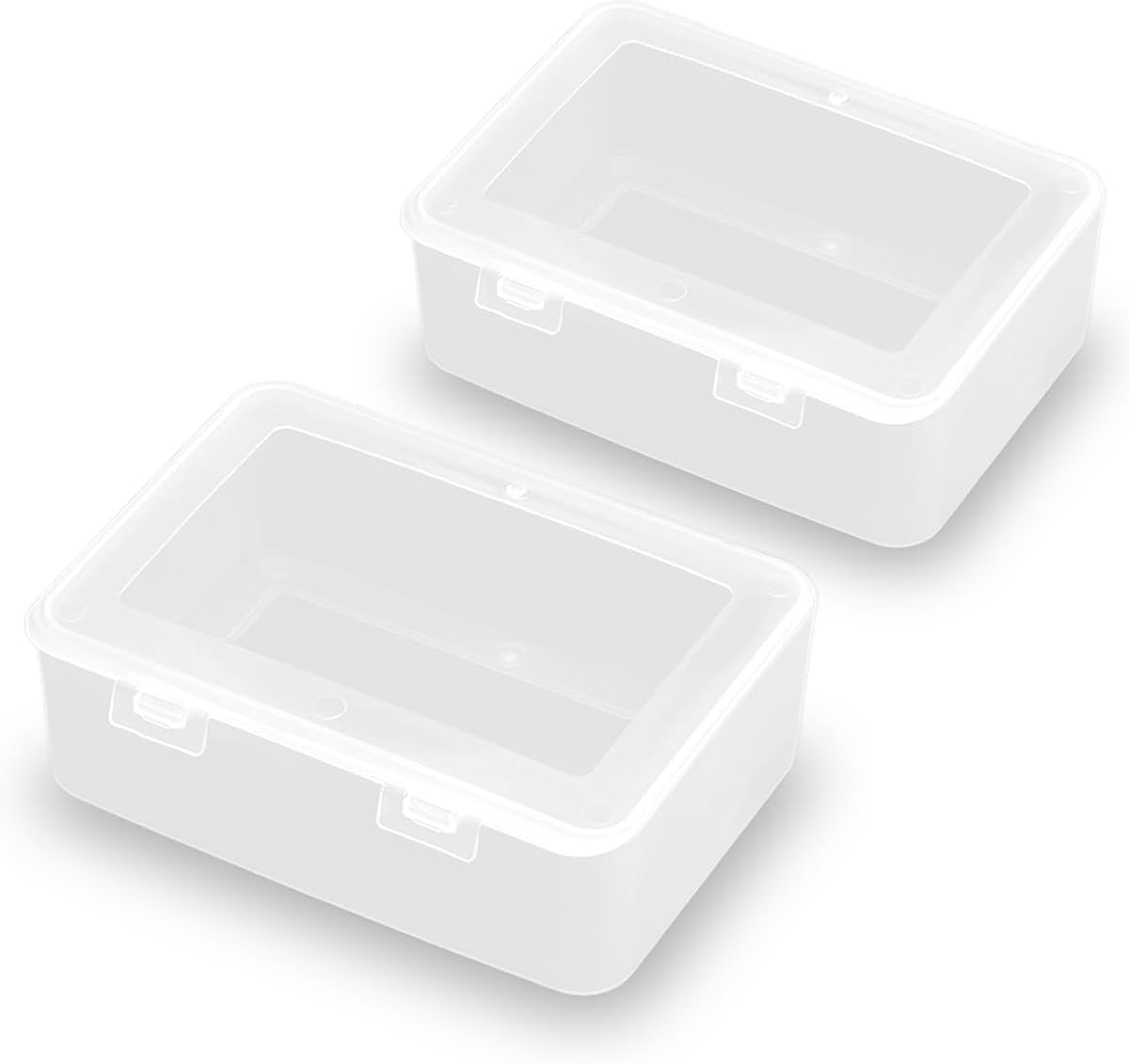 Clear Plastic Storage Containers Box with Lid (5.04x3.5x1.69 inch, 2 Pack), Rectangle Plastic Clear Storage Containers Box for Beads, Coins, Safety Pins and Other Craft Jewelry Watch Findings