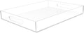 Clear Acrylic Serving Tray for Vanity, Bathroom, Outdoor, Food and Décor with Handles (Rectangle, Small)