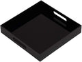 Glossy Black Sturdy Acrylic Serving Tray with Handles - 12x12 Inch Multipurpose Tray for Coffee, Appetizers, Breakfast, and More