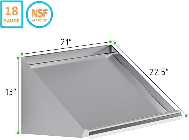304 Stainless Steel Slanted Wall Rack Shelf with Drain Outlet – 21" x 22.5" | Compact Wall-Mounted Drip Shelf for Commercial Kitchen or Bar (21 in. x 22 1/2 in)