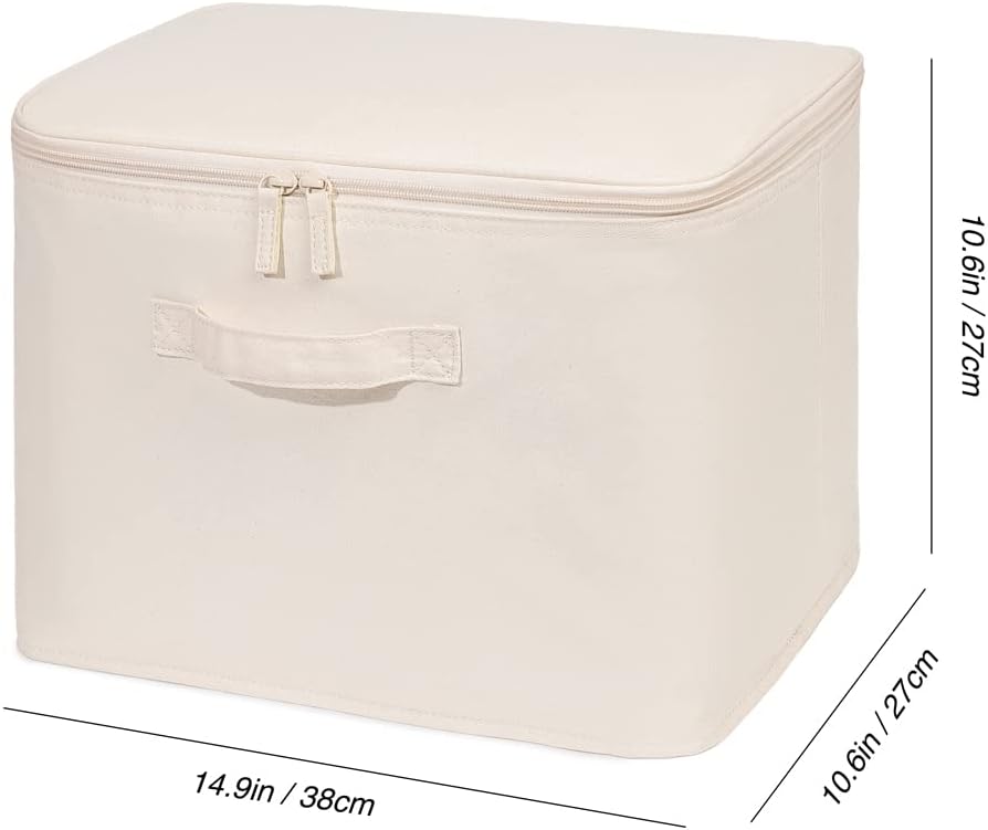 Decorative Basket Rectangular Fabric Storage Bin Organizer Basket with Handles for Clothes Storage (14.9 x 10.6 x 10.6, Beige)