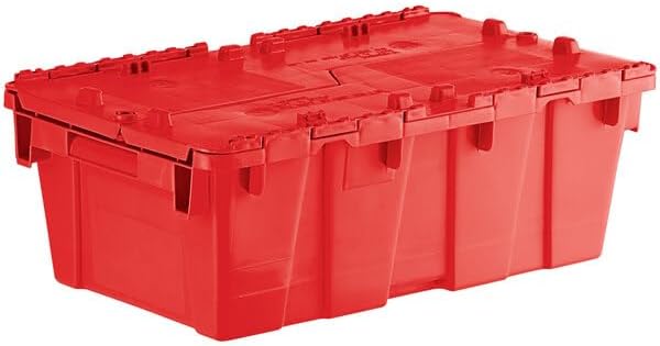 Plastic Storage Tote with Flip Lid, 19.7 x 11.8 x 7.3 inches, Red