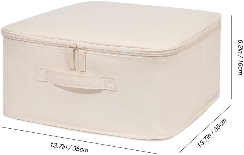 Decorative Basket Rectangular Fabric Storage Bin Organizer Basket with Handles for Clothes Storage (13.7 x 13.7 x 6.29, Beige)