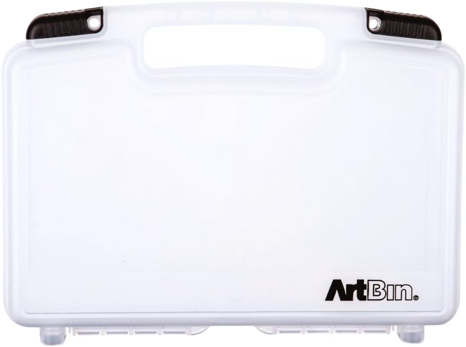 ArtBin 8014AB 14 Inch Quick View Carrying Case - 14 in. x 3.375 in. x 10.25 in., Lockable Art and Craft Supply Storage with Latches and Handles, Portable, Clear