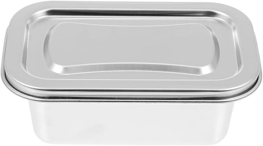 Hemoton Reusable Ice Cream Storage Containers with Lids Stainless Steel Food Keeper Freezer Box Insulated Ice Cream Tub for Refrigerator Home Made e