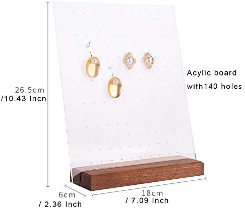 GemeShou walnut earring display for selling jewelry, wooden earring holder for studs display, small jewelry studs display board for show【Wood stand with acrylic board-Walnut】