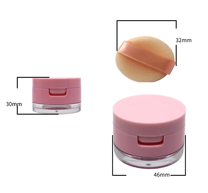 1Pcs Plastic Loose Powder Jar Makeup Powder Case, 3g Leak-free Reusable Plastic Powder Box Circular Convenient Flip Mini Powder Box