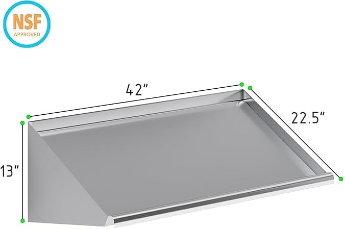 304 Stainless Steel Slanted Wall Rack Shelf with Drain Outlet – 42" x 22.5" | Commercial Wall-Mounted Drip Shelf for Bar, Kitchen, or Dish Station (42 in. x 22 1/2 in)