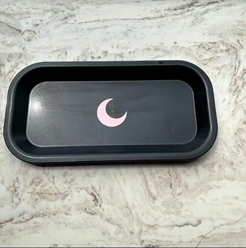 Brando Moon Small Tray - Black Lightweight Plant Based Tray - Made from Plants - Low Carbon Kitchen Tool - Curved Edges and Smooth Surface - Travel Size 8 x 4.1 inches