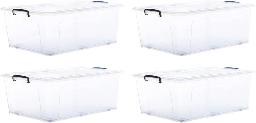 Superio Storage Bins with Lids, Clear Plastic Containers for Organizing, Stackable Totes, BPA Free, Odor Free, Organizer Boxes for Home, and Dorm (4 Pack, 60 Quart)