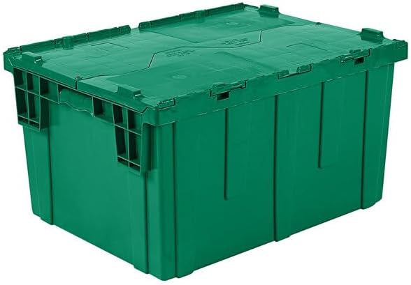 Plastic Storage Tote with Flip Lid, 27.9 x 20.9 x 15.2 inches, 70 Gallon, Stackable, Green