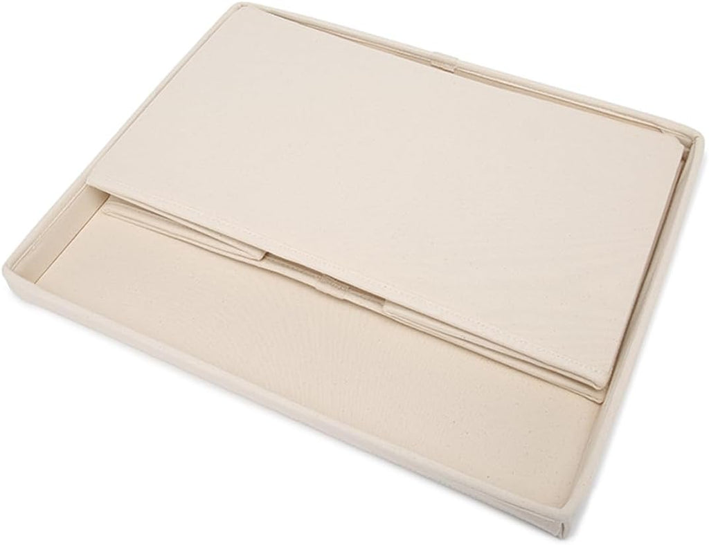 Foldable Storage Bins with Lids Cotton Canvas Rectangular Storage Box Ideal for Organization Lightweight and Durable (M)
