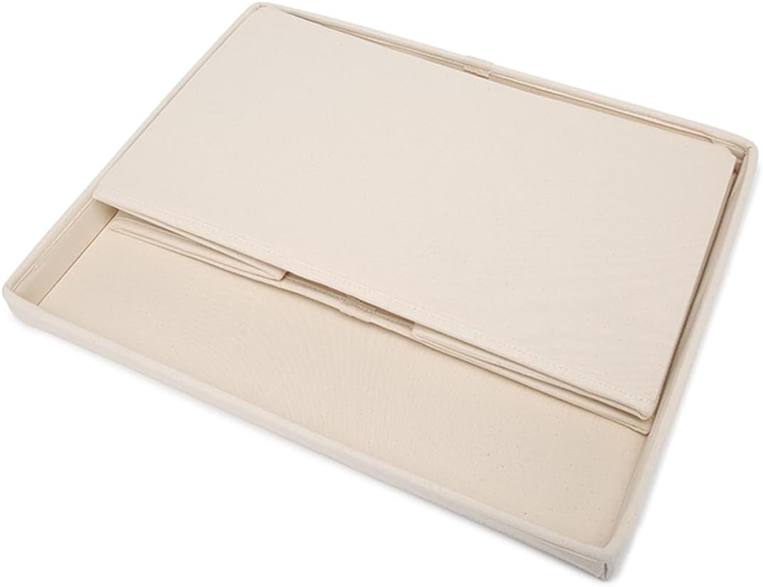 Foldable Storage Bins with Lids Cotton Canvas Rectangular Storage Box Ideal for Organization Lightweight and Durable (M)