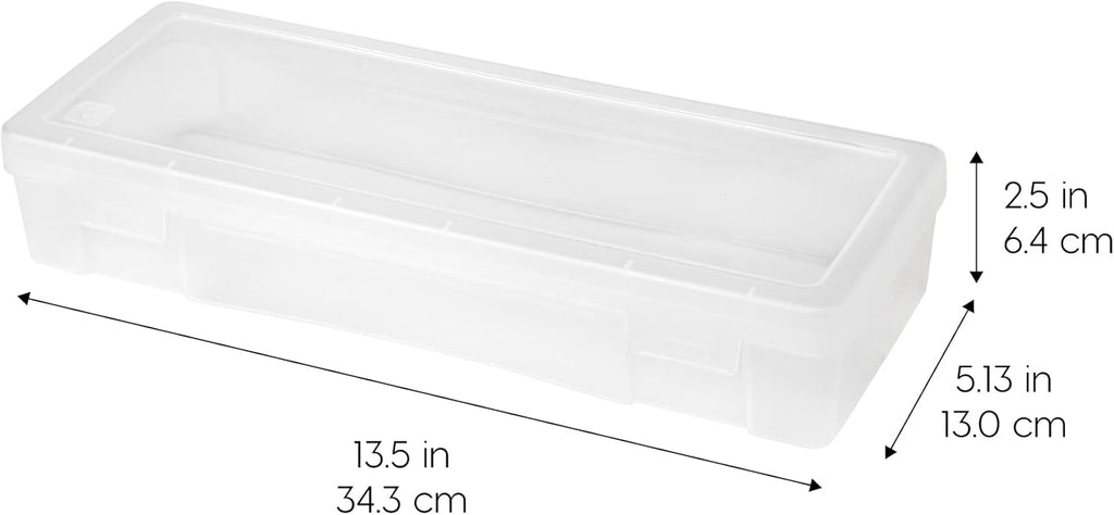 IRIS USA Pencil Case Boxes, 6-Pack, |Made in USA|, Plastic Bead Organizing Containers with Snap Lid for Arts, Crafts, Ephemera, Stickers, & Dance Cheer, Clear - Large