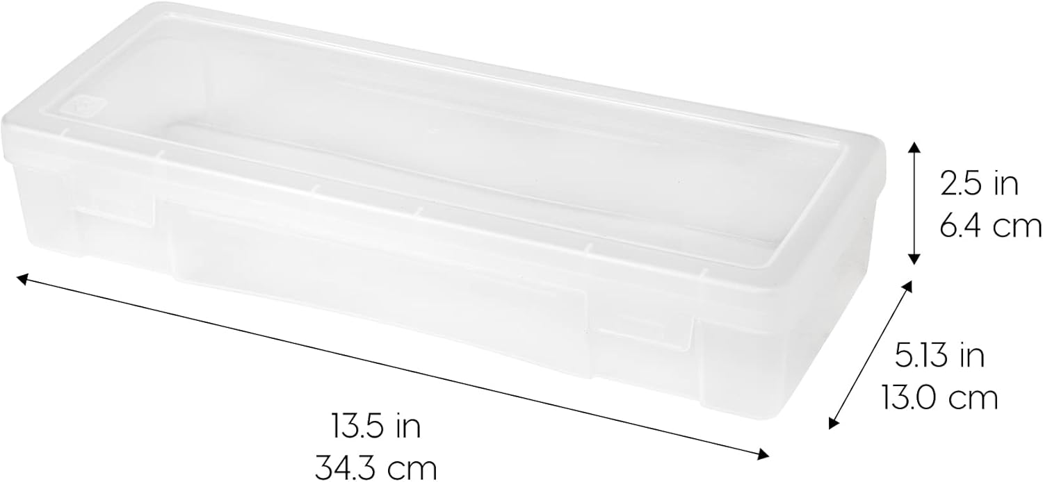 IRIS USA Pencil Case Boxes, 6-Pack, |Made in USA|, Plastic Bead Organizing Containers with Snap Lid for Arts, Crafts, Ephemera, Stickers, & Dance Cheer, Clear - Large