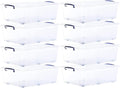 Superio Storage Bins with Lids- Clear Boxes for Organizing, Stackable Plastic Containers- BPA Free, Non-Toxic, Odor Free, Organizer for Home, Office, Dorm (8 Pack, 42 Qt (Under Bed-Wheeled))
