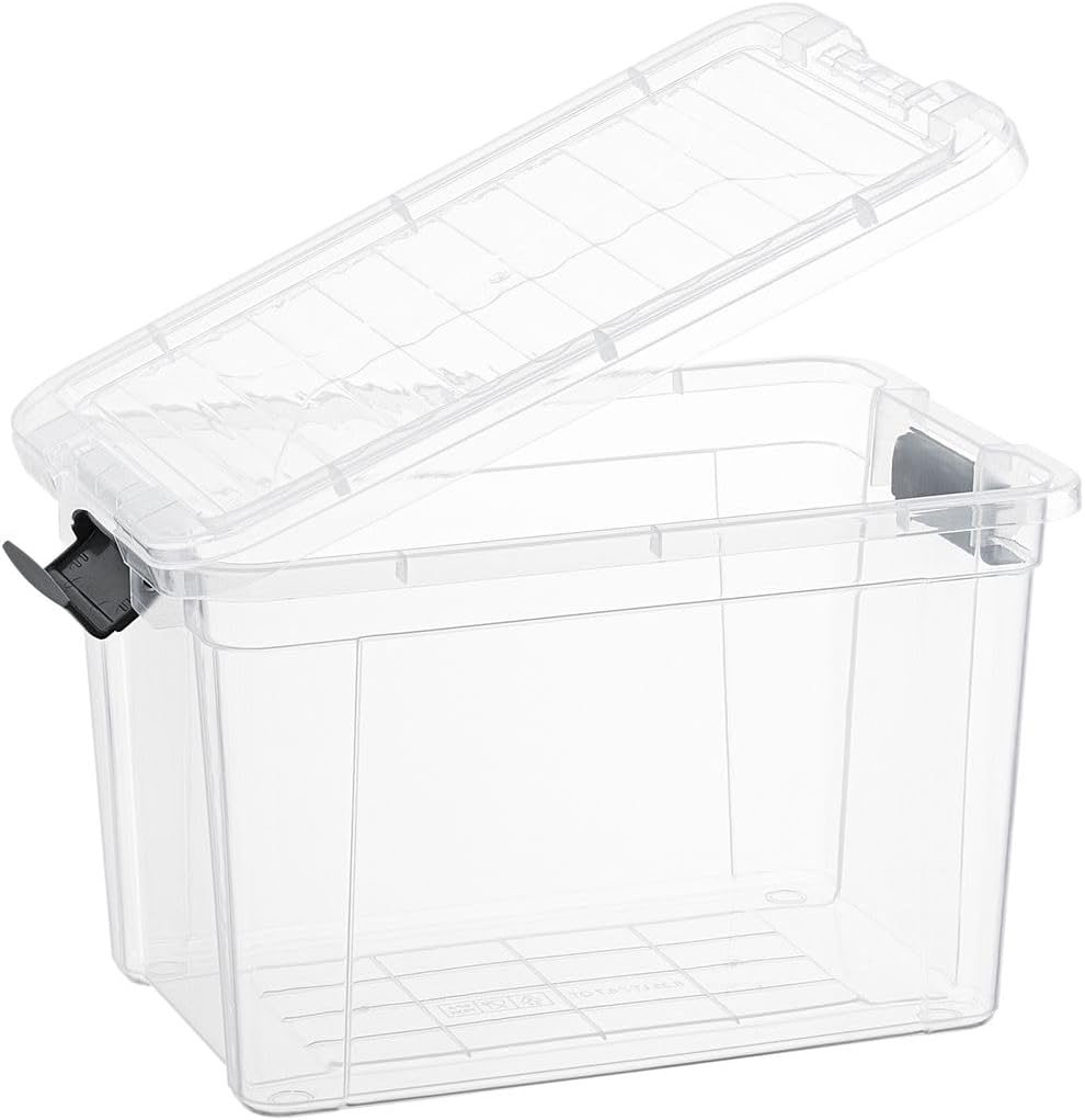 Superio Clear Storage Boxes with Lids, Plastic Container Bins for Organizing, Stackable Crates, BPA Free, Non Toxic, Odor Free, Organizers for Home, Office, School, and Dorm,12 Qt, 6 Pack