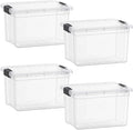 Superio Clear Storage Boxes with Lids, 49 Quart Plastic Container Bins for Organizing, Stackable Crates, BPA Free, Non Toxic, Odor Free, Organizers for Home, Office and Dorm, 4 Pack
