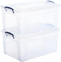 Superio Storage Bins with Lids, Clear Plastic Containers for Organizing, Stackable Totes, BPA Free, Odor Free, Organizer Boxes for Home, and Dorm (2 Pack, 28.5 Qt)