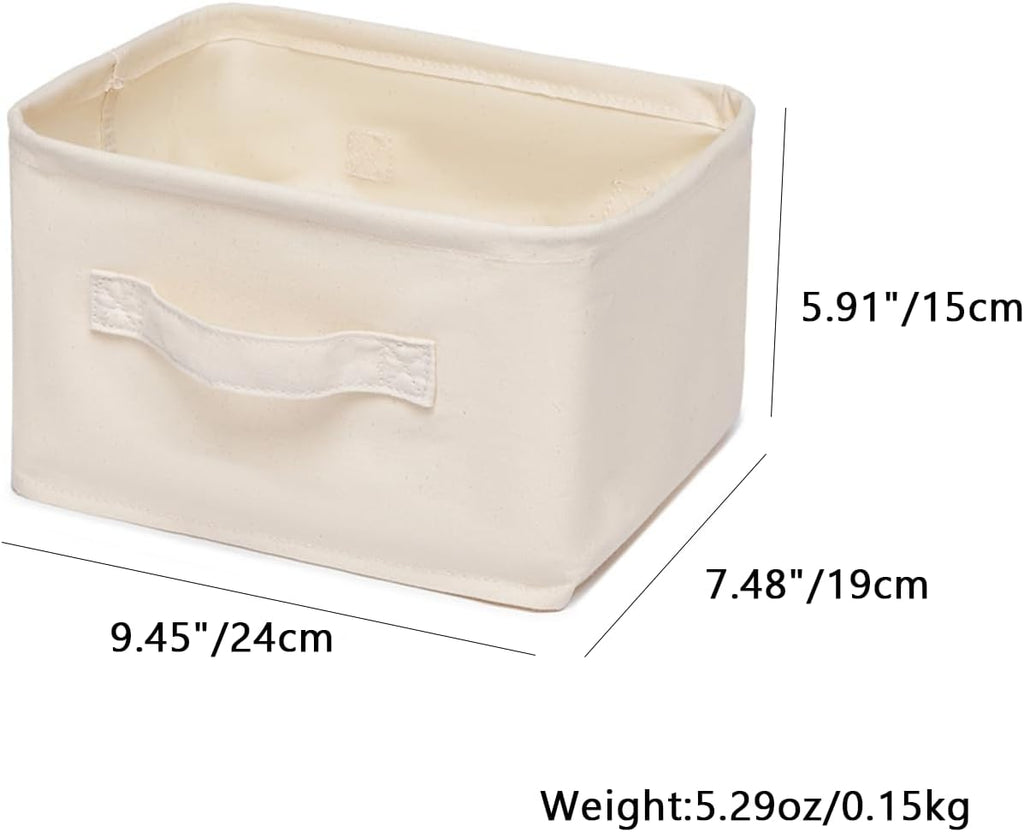 Foldable Storage Bins with Lids Cotton Canvas Rectangular Storage Box Ideal for Organization Lightweight and Durable (9.45 x 7.48 x 5.91)