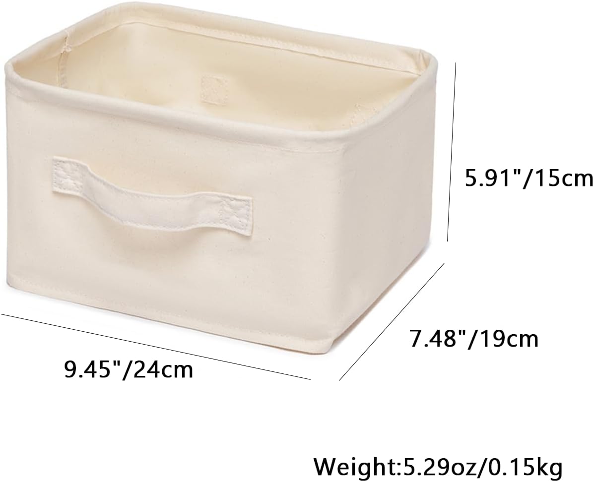 Foldable Storage Bins with Lids Cotton Canvas Rectangular Storage Box Ideal for Organization Lightweight and Durable (9.45 x 7.48 x 5.91)