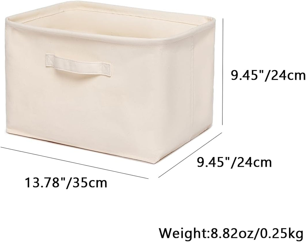 Foldable Storage Bins with Lids Cotton Canvas Rectangular Storage Box Ideal for Organization Lightweight and Durable (13.78 x 9.45 x 9.45)