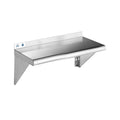 ROCKPOINT Stainless Steel Shelf 10 x 30 Inches 225lb, NSF Metal Commercial Shelves Wall Mount Floating Shelving with Backsplash for Restaurant, Kitchen, Home and Hotel, Silver