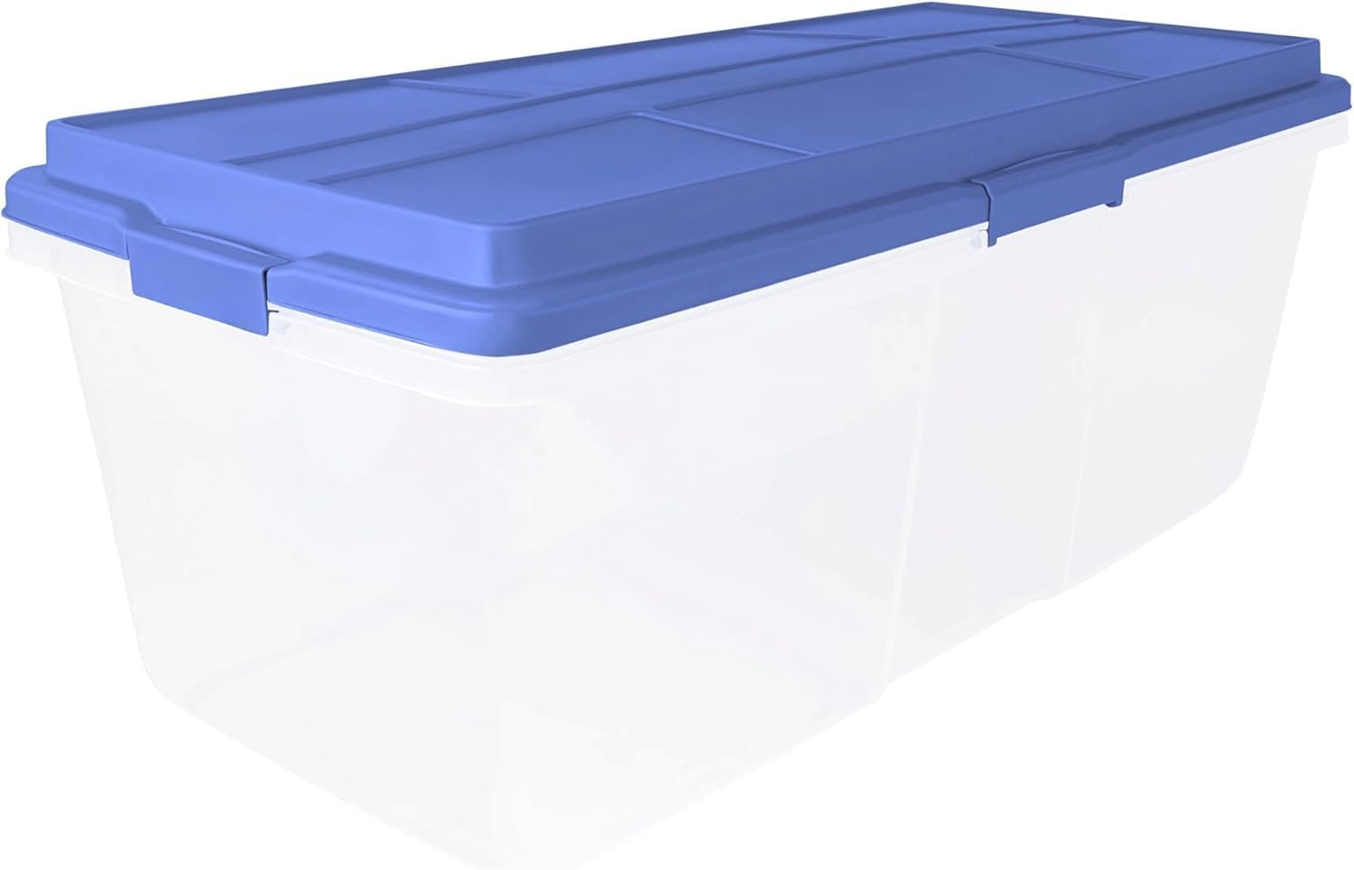2-Pack 113 Quart Clear Plastic Stackable Storage Bin - with Locking Latches, Smoke Blue, Ideal for Home/Office, Stores Crafts, Household & Seasonal Items