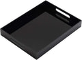 Glossy Black Sturdy Acrylic Serving Tray with Handles - 10x15 Inch, Coffee, Appetizer, Breakfast Tray - Butler, Kitchen to Vanity Table, Decorative