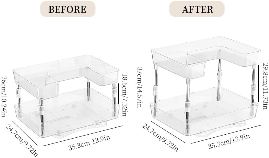 Acrylic Makeup Organizer, 2-Tier Large Capacity Cosmetic Storage Rack with Clear Shelves, Perfume and Skincare Organizer for Bathroom Countertop, Vanity and Dressing Table