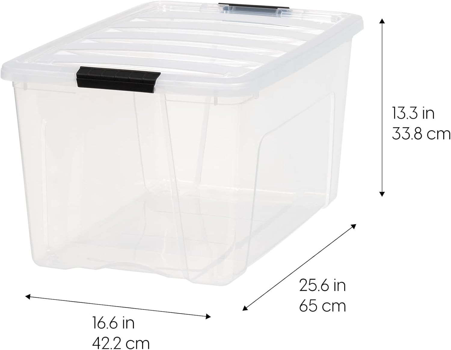 IRIS USA 2-Pack Storage Bins with Lids, 72 Quart, Made in USA Stackable See-Through Organizing Solution Latches Durable Nestable Containers Secure Pull Handle, BPA-Free Plastic