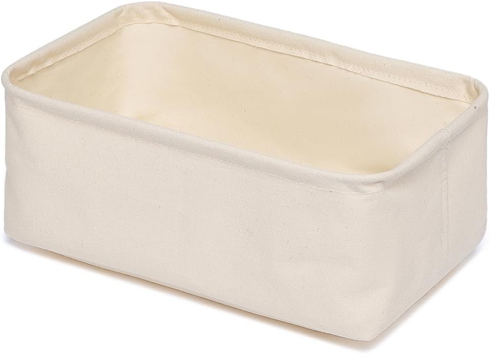 Foldable Storage Bins with Lids Cotton Canvas Rectangular Storage Box Ideal for Organization Lightweight and Durable (11.22 x 2.95 x 4.72)