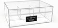 Isaac Jacobs 4-Compartment Clear Acrylic Organizer with Lid (6.7" L x 8.6" W x 3.4" H), Multi-Sectional Tray, Storage Solution for Makeup, School & Office Supplies (3 Small, 1 Large)
