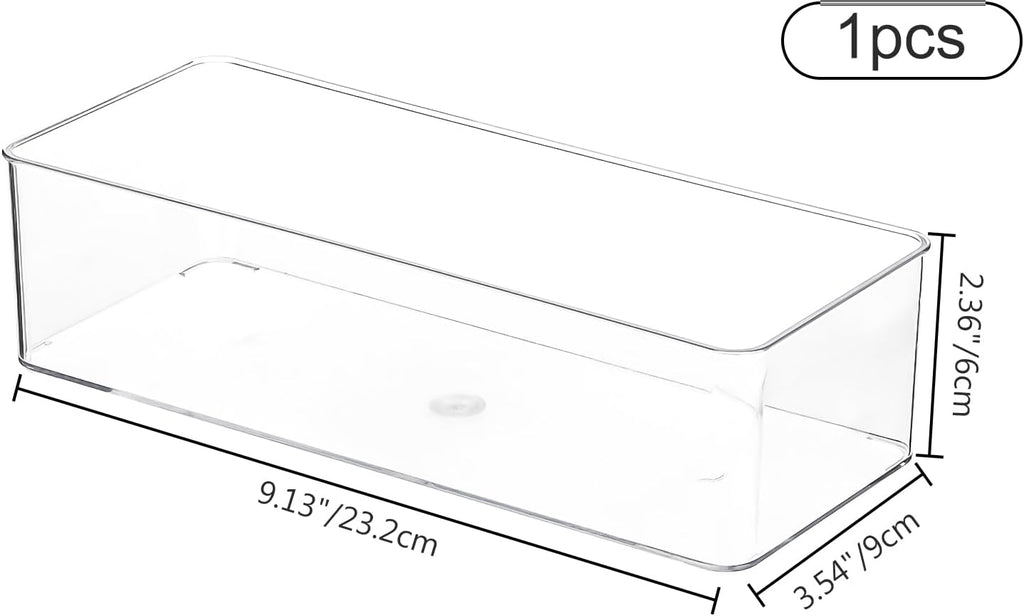 Acrylic Makeup Brush Holder Organizer, 1 Pack 1 Section Clear Plastic Makeup Holder 9.13x3.54x2.36 Inches Transparent Storage Container for Bathroom Jewelry Accessories