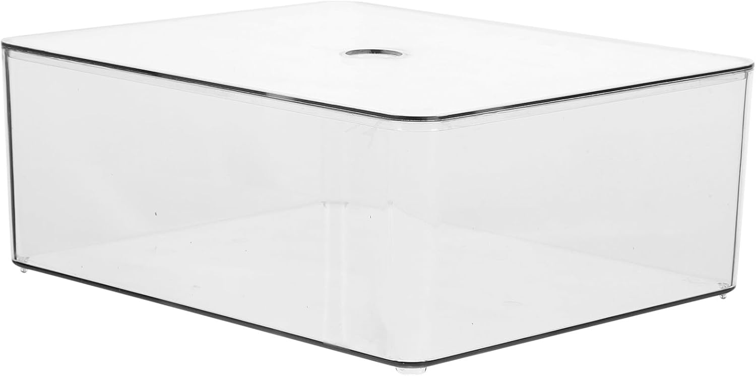 Garneck Stackable Transparent Acrylic Makeup Organizer Box with Lid Large Dustproof Cosmetic Storage for Vanity Desktop Clear Makeup Holder for Lipstick Eye Shadow Skincare and Accessories