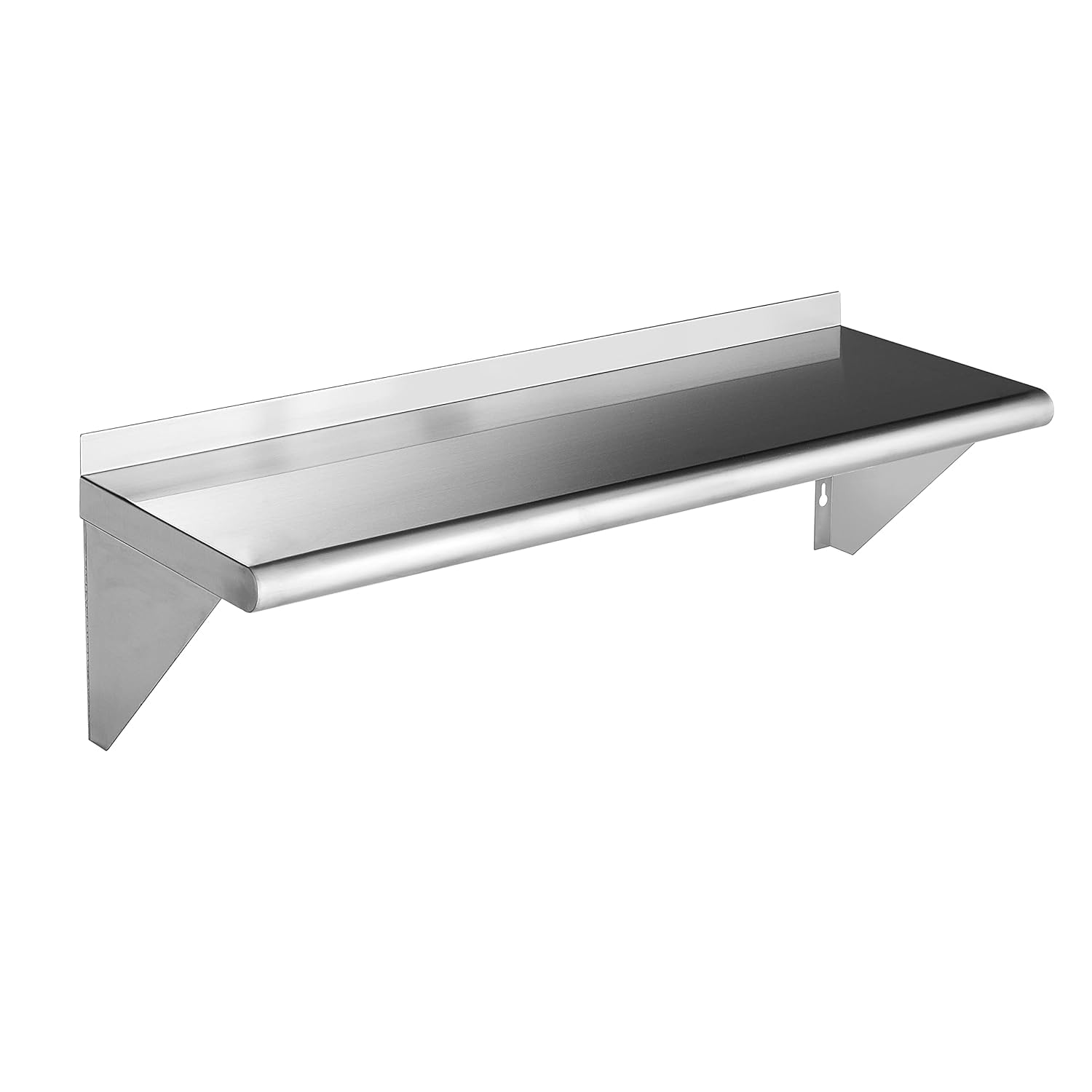 ROCKPOINT Stainless Steel Shelf 12 x 36 Inches 300lb, NSF Metal Commercial Shelves Wall Mount Floating Shelving with Backsplash for Restaurant, Kitchen, Home and Hotel, Silver